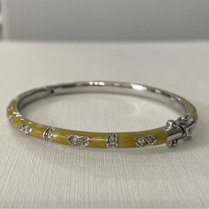 BANGLE Bracelet Enamel with Hearts Crystals Design